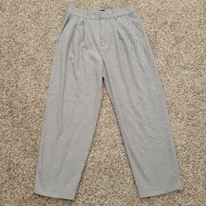Gap 365 High Rise Taper Pants Trousers Houndstooth Pleated Brushed Twill Size 6